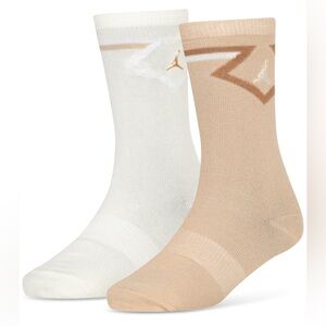 Jordan Kids Diamond Logo cushioned High Crew Socks Set of 2 cream tan size 3Y-5Y